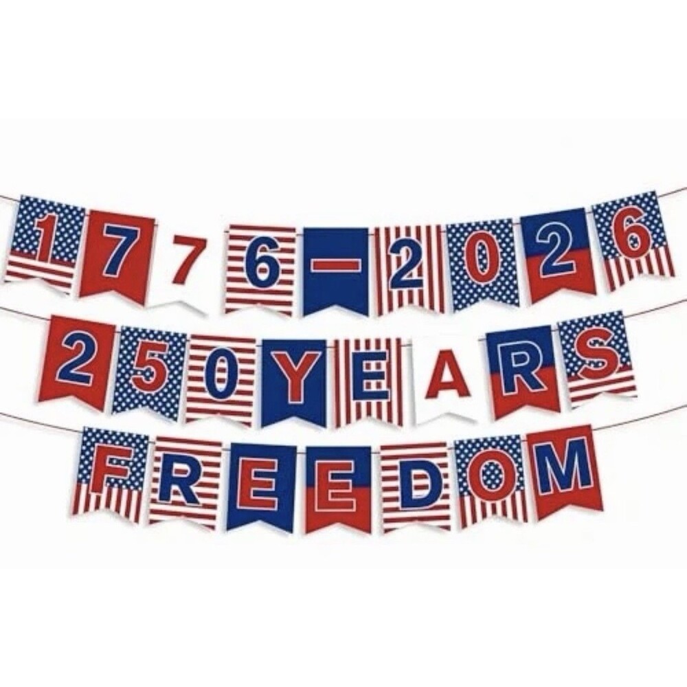 Vintage Style Patriotic Red, White, & Blue Interchangeable Banner Flag Set-P
